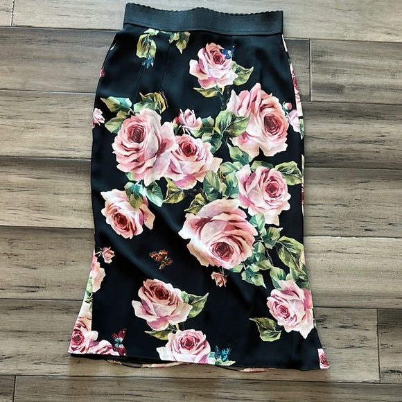 Dolce & Gabbana Dresses & Skirts - Floral Black and Pink Women's Skirt
